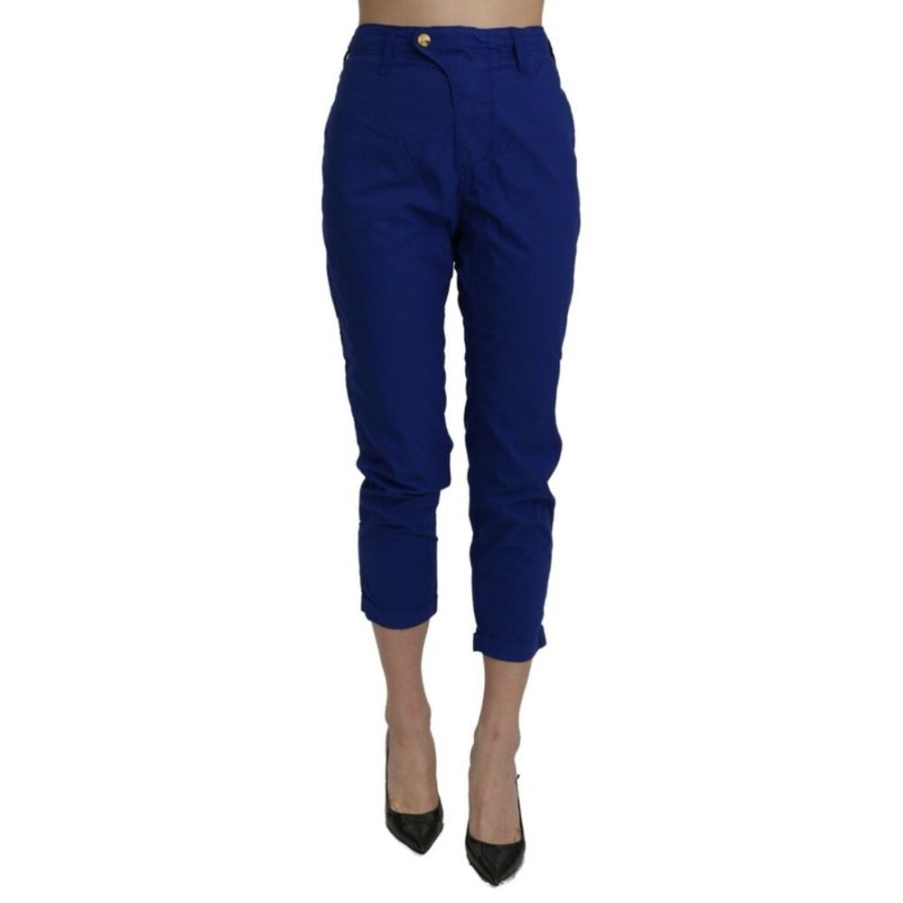 CYCLE Cotton Royal Blue High Waist Skinny Cropped Trouser Women's Pants